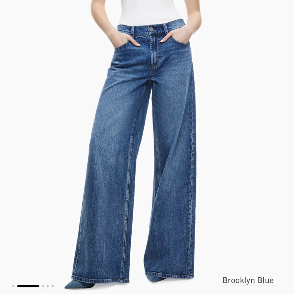Alice + Olivia Trish Mid Rise Baggy Jeans Brooklyn Blue